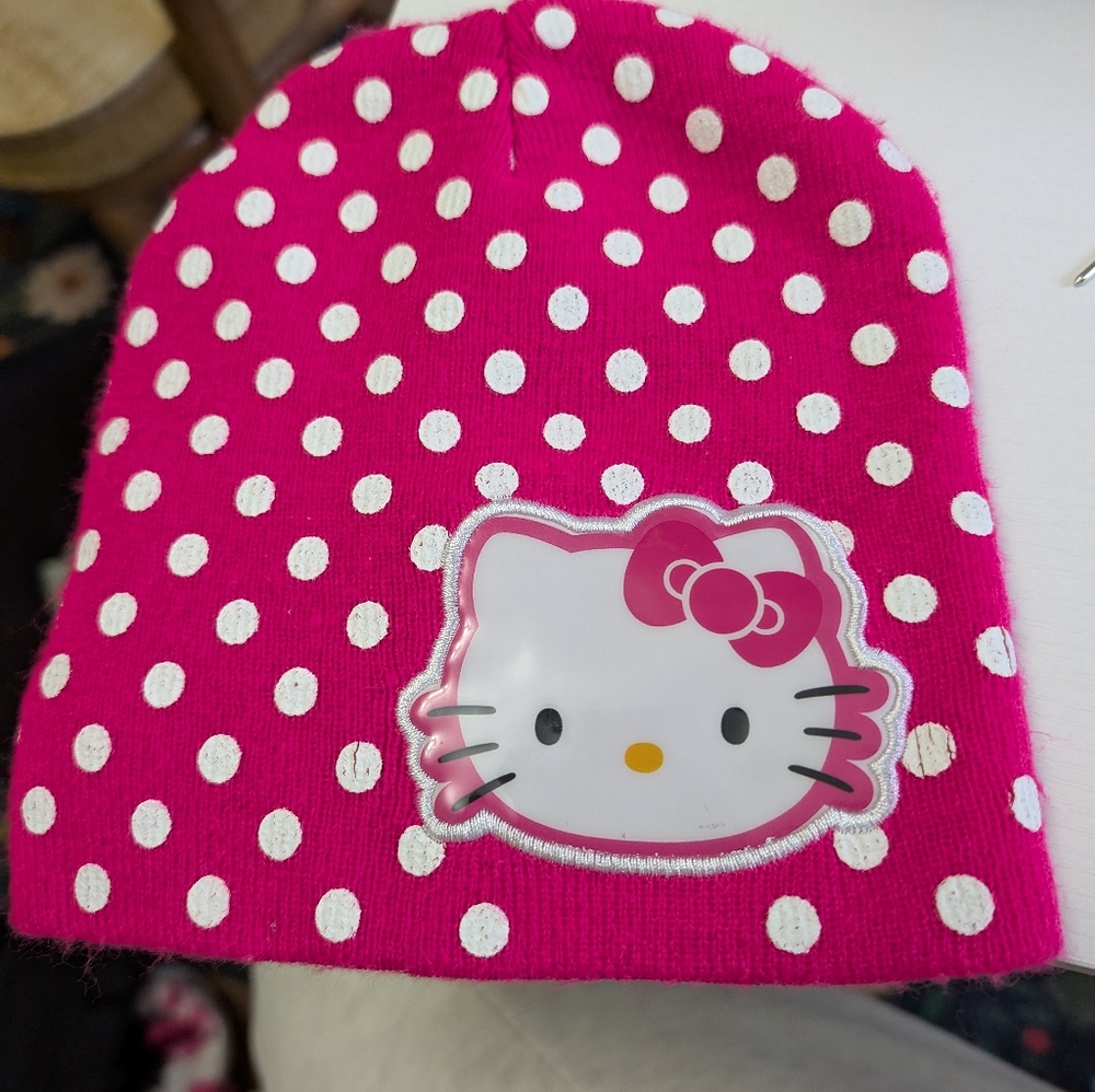 Hello Kitty Pink Polka Dot Childs  Beanie-OSFM